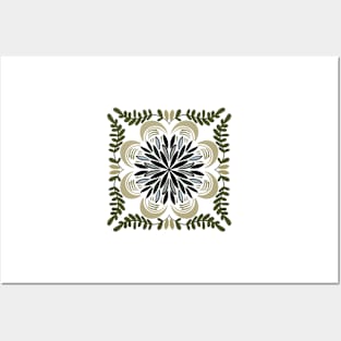 Olive and Sage Mandala Pattern Posters and Art